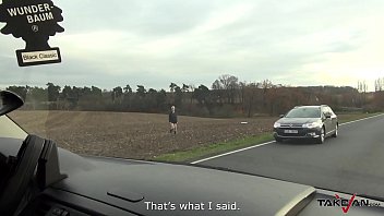 Naked Blonde Running Thru The Field Rescued By Horny Stranger In Van