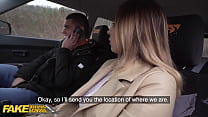 Fake Driving School   Car Trouble Leads To Teacher Jerking Off And Blowing A Load Over Horny Brunette Students Nice Natural Tits