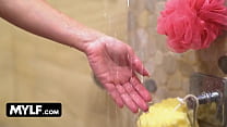 Mylf   Big Titted Milf Nina Dolci Loves Getting On Her Knees And Sucking Huge Cocks In The Shower