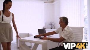 VIP4K. Slender Girl Liliane Enjoys Sex With Old Gentleman Who Is Her Boss